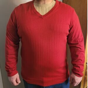 OLD NAVY Mens Red V-Neck Sweater Sz XL Preppy Cosby Dadcore Minimalist Neutral